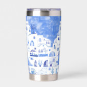 サントリーニギリシャ水彩画 保温保冷タンブラー (正面)