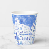 サントリーニギリシャ水彩画 紙コップ (裏面)