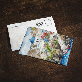 サントリーニギリシャ水彩絵葉書 招待状