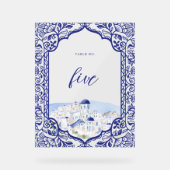 サントリーニギリシャ水彩風景華美枠 アクリルサイン (正面)