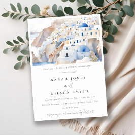 サントリーニギリシャ水結婚彩記念日 招待状