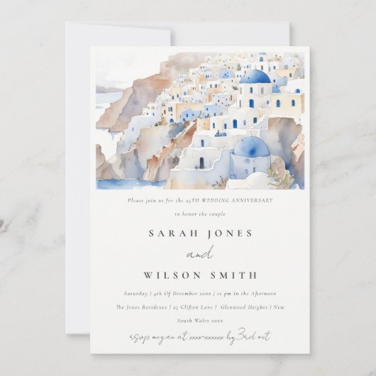 サントリーニギリシャ水結婚彩記念日 招待状 (正面)