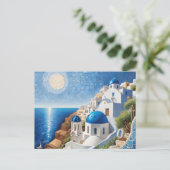 サントリーニギリシャ混合メディアモザイク – ギリシャ島 シーズンポストカード (スタンド正面)