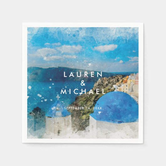 サントリーニギリシャ結婚夏のナプキン スタンダードカクテルナプキン (正面)