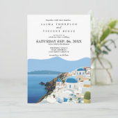サントリーニギリシャ結婚式招待状レトロ 招待状 (スタンド正面)