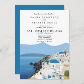 サントリーニギリシャ結婚式招待状レトロ 招待状 (正面/裏面)