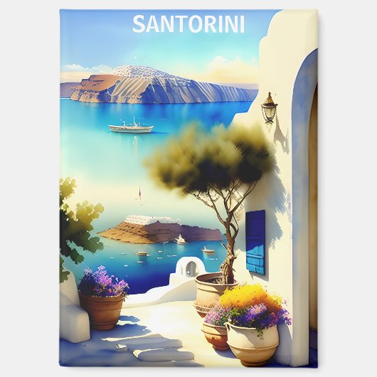 サントリーニギリシャ絵を描旅行 マグネット (正面)