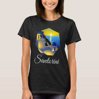 サントリーニギリシャ絵画の夕日 Tシャツ