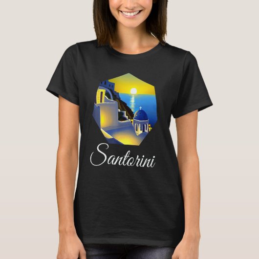 サントリーニギリシャ絵画の夕日 Tシャツ (正面)