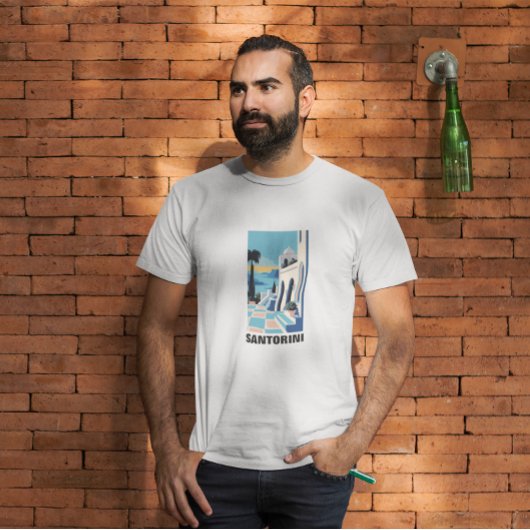 サントリーニギリシャ絵画建築 Tシャツ