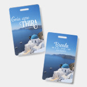 サントリーニギリシャ荷物タグ バッジ (正面＆裏面)