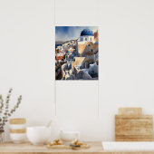 サントリーニギリシャ風景旅行アートプリントポスター ポスター (キッチン)