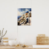 サントリーニギリシャ風景旅行アートプリントポスター ポスター (キッチン)