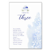 サントリーニギリシャ風景青色結婚の色 テーブルナンバー (裏面)