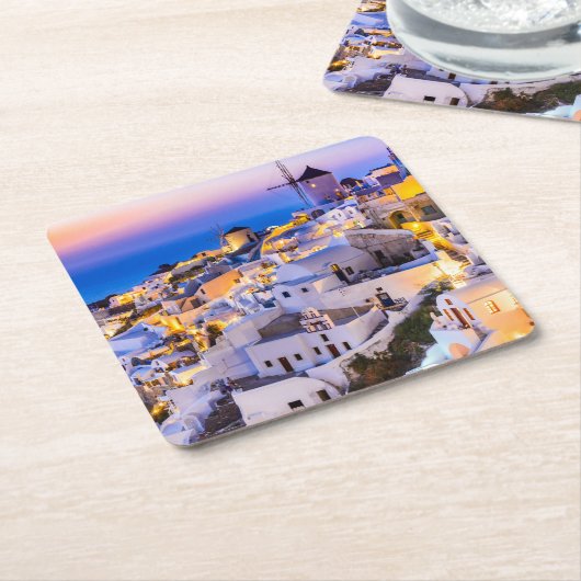 サントリーニギリシャ スクエアペーパーコースター (アングル)