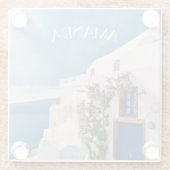 サントリーニギリシャ – ブルードアアットサントリーニギリシャ ガラスコースター (裏面)