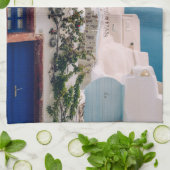 サントリーニギリシャ – ブルードアアットサントリーニギリシャ キッチンタオル (折り畳み)