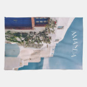 サントリーニギリシャ – ブルードアアットサントリーニギリシャ キッチンタオル (横)