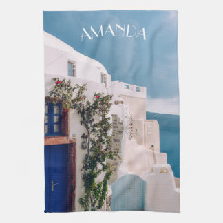 サントリーニギリシャ – ブルードアアットサントリーニギリシャ キッチンタオル