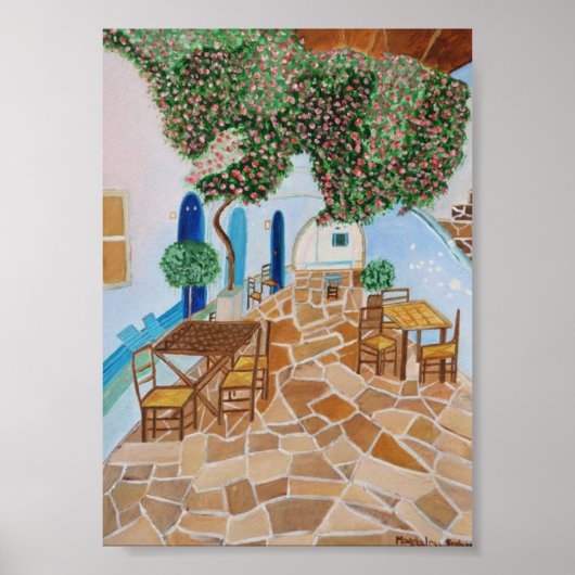 サントリーニギリシャ ポスター (正面)