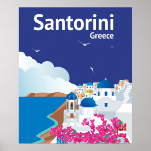 サントリーニギリシャ ポスター