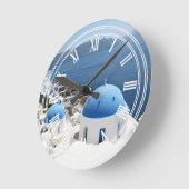 サントリーニギリシャ ラウンド壁時計 (傾斜)