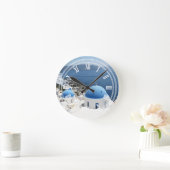 サントリーニギリシャ ラウンド壁時計 (ホーム)