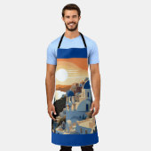 サントリーニギリシャ#1 エプロン (着用した状態)