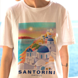 サントリーニギリシャEurope Art Destination Travel Tシャツ