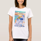 サントリーニギリシャEurope Art Destination Travel Tシャツ (正面)