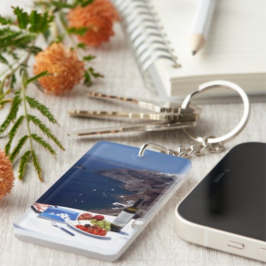 サントリーニグリークアイランドアクリルキーチェーン キーホルダー (正面右)