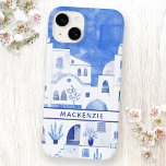 サントリーニグリークアイランドウォーターパーソナライズされたカラー Case-Mate iPhone 14ケース<br><div class="desc">水の色の青と白の街並絵画は、ギリシャのサントリーニ島のOiaに基づく。名前をに変カスタマイズ更。オリジナルアートby Nic Squirrell.</div>