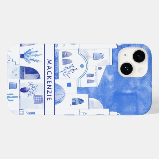 サントリーニグリークアイランドウォーターパーソナライズされたカラー Case-Mate iPhoneケース (裏面 (横))