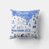 サントリーニグリークウォーターパーソナライズされたカラー クッション (裏面)