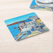 サントリーニコースターの色 スクエアペーパーコースター (アングル)