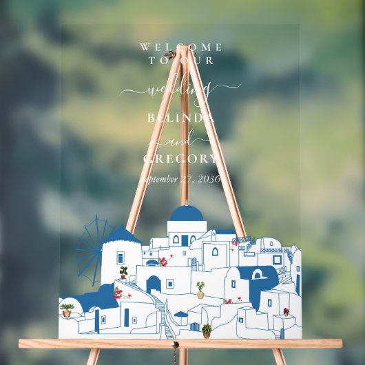 サントリーニデスティネーションギリシャ結婚島の アクリルサイン (ニュートラル)