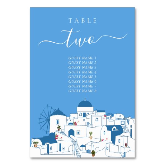 サントリーニデスティネーションギリシャ結婚島の テーブルナンバー (正面)