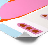 サントリーニトラベルギリシャピンクアンドブルー ポスター (角)