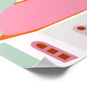 サントリーニトラベルギリシャピンク&グリーン ポスター (角)