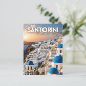 サントリーニノスタルジックレトロトラベルアート ポストカード (スタンド正面)