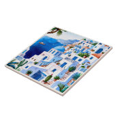 サントリーニバイザシー，ギリシャのブルーウォーター色ギリシャ タイル (側面)