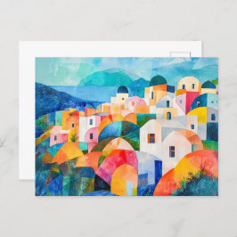 サントリーニヒルサイドイン抽象芸術ハウス シーズンポストカード