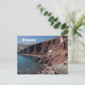 サントリーニビーチギリシャ旅行 ポストカード (スタンド正面)