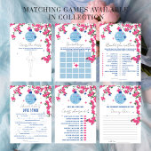 サントリーニピンクブライダルシャワービンゴゲームカード 招待状