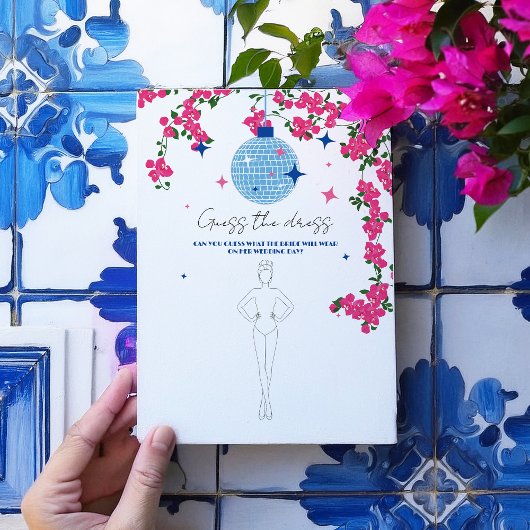 サントリーニピンクブライダルドレスゲームカードを推測 招待状