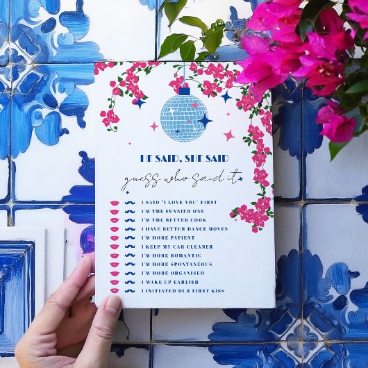 サントリーニピンクブライダル彼は、彼女はゲームカードを言った 招待状