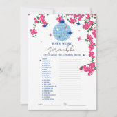 サントリーニピンクベビー単語スクランブルシャワーゲームカード 招待状 (正面)