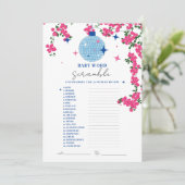 サントリーニピンクベビー単語スクランブルシャワーゲームカード 招待状 (スタンド正面)