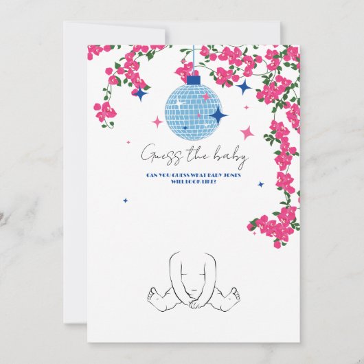 サントリーニピンク赤ちゃんシャワーゲームカードを推測 招待状 (正面)
