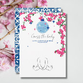 サントリーニピンク赤ちゃんシャワーゲームカードを推測 招待状